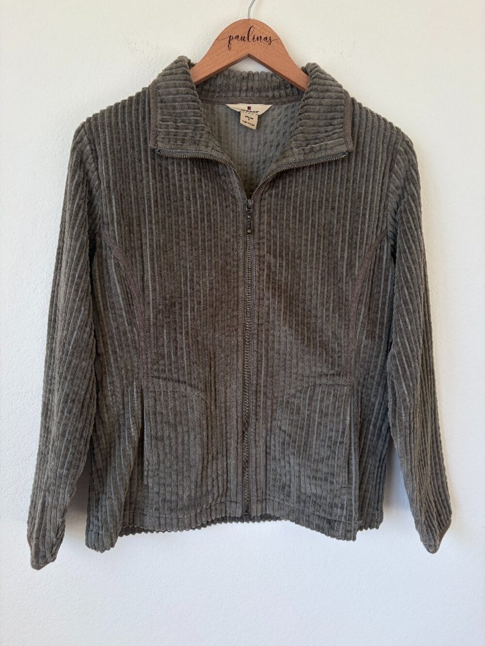 Woolrich Jacket Womens Small Olive Green Corduroy Full Zip Ribbed Outdoor Coat S